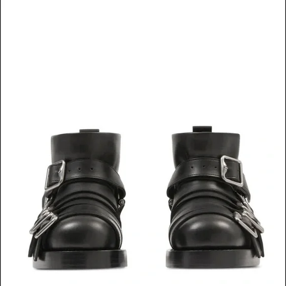 Burberry Black Leather Ankle Boots with Silver Buckles - Picture 2 of 2